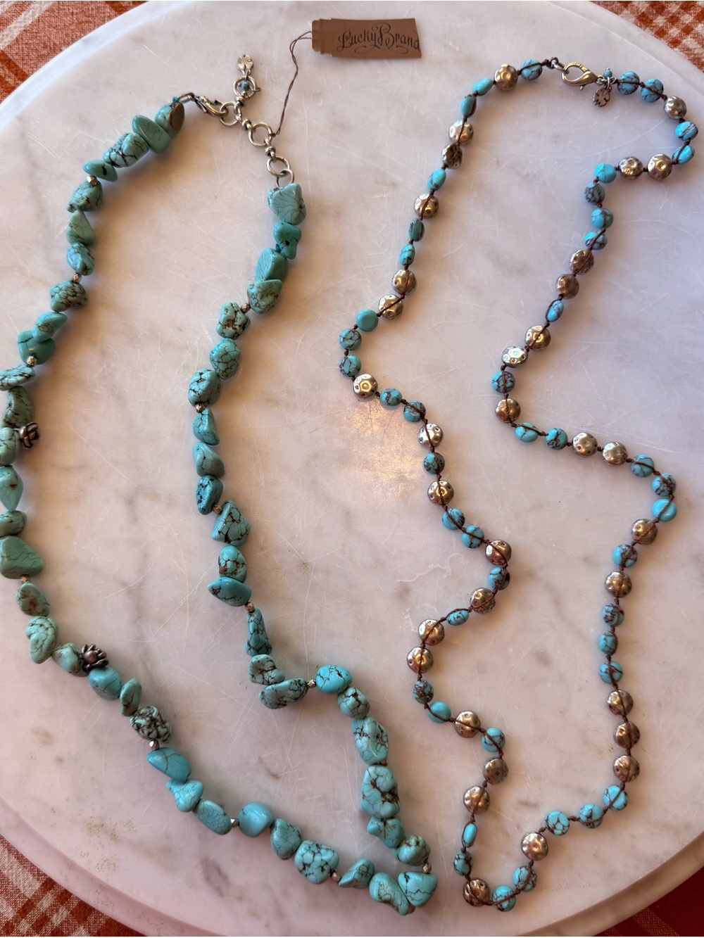 Lucky Brand Turquoise Beaded Necklaces - Blue Stone and other w/Silver Accents